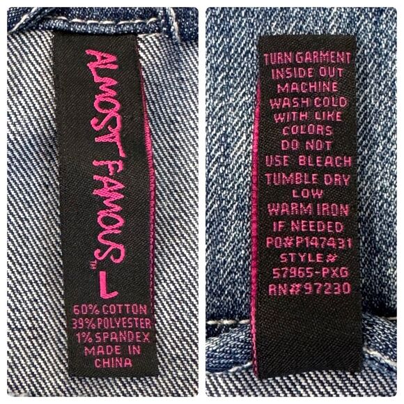 DEF LEPPARD Hysteria 1980s Punk Rock Band Upcycled Denim Jean Jacket Size M/L - Picture 15 of 15